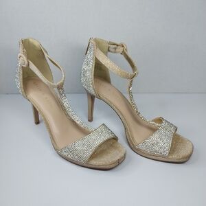 Kelly & Katie Women's Size 9.5 M Rhinestone Glitter T Strap Heels Formal Shoes